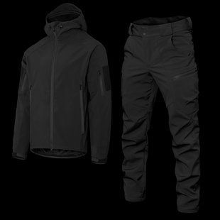 Тактичний штормовий костюм Softshell Gen.II (кітель + штани) вітро-вологозахисний (Чорний) 3XL 55117 фото