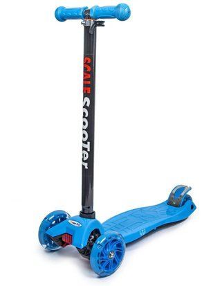 Детский самокат Scale Scooter Maxi до 60 кг + светящиеся колеса (Синий) 7033189 фото