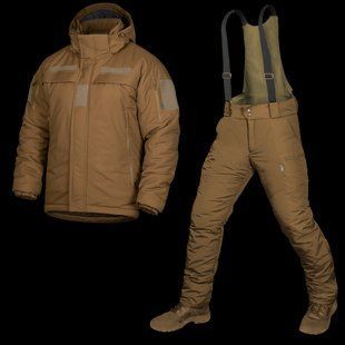 Тактический зимний мужской костюм Patrol Taslan (куртка и штаны на подтяжках) Койот M 71224212 фото