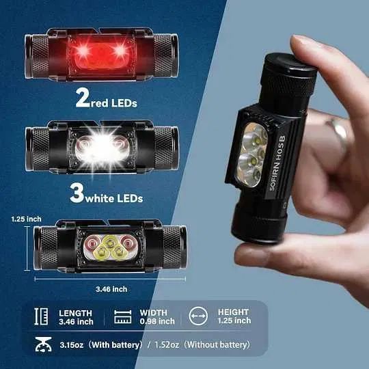 Налобный фонарь Sofirn H35B (H05B) Luminus SST20 1500лм 6500K 660nm USB-С (Красный свет) 719922 фото