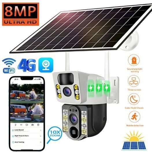 Вулична камера із сонячною панеллю V380Pro 4G Sim Wi-Fi 4K 8MP 719508 фото