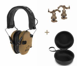 Армейские активные наушники Walkers Razor до 23db с чехлом и адаптером OPS Core Чебурашки Койот 9005873 фото