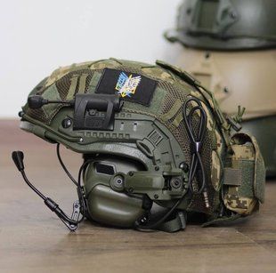 Комплект захисту голови Шолом Fast з кавером + навушники Earmor М32 + кріплення OPS Core та противага (Оливковий) M 9003482 фото