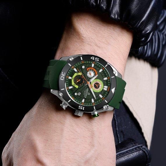 Мужские наручные кварцевые часы Naviforce Faster Зеленый 719328 фото
