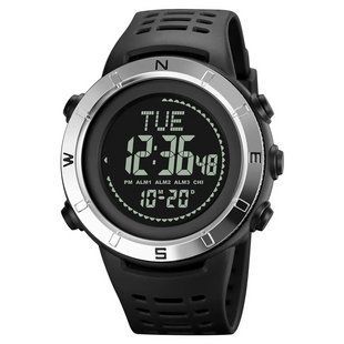 Мужские спортивные наручные часы Skmei 2096 Compass (Черные с серебристым) 703165 фото