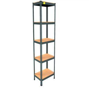Складской металлический стеллаж Emby Light Series (размер 1800х450x300мм) 5 полок ДСП до 100кг Черный 7078052 фото