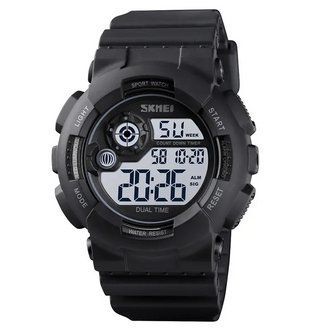 Мужские кварцевые спортивные часы Skmei 1583 (Черный с белым) 9003182 фото