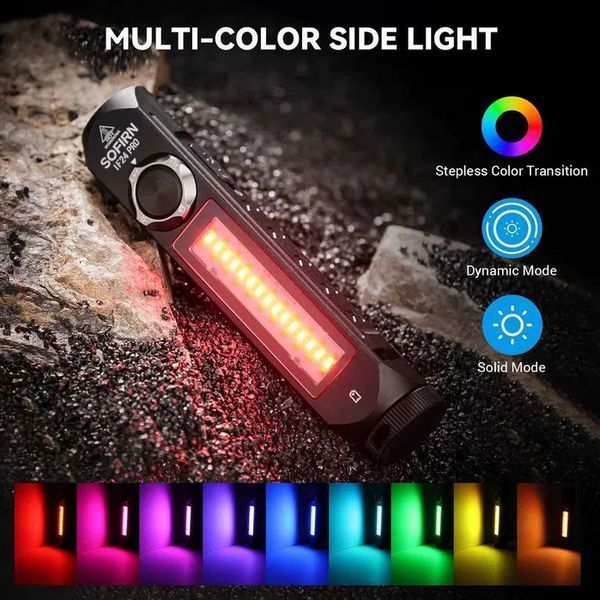 Фонарик Sofirn IF24 Pro диод SFT40 5000K 1800лм RGB Magnet USB-C с аккумулятором 3000mAh (Черный) 719926 фото