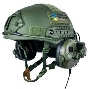 Военный комплект Шлем Fast Helmet с наушниками Earmor М31 и креплением Чебурашка (Оливковый) M 9003492 фото