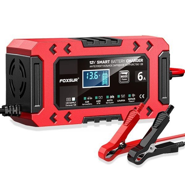 Умное зарядное устройство Foxsur 12V 6A FBC1206F с функцией блока питания (Красный) 722209 фото