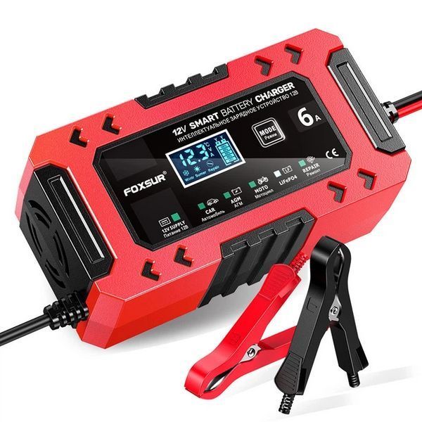 Умное зарядное устройство Foxsur 12V 6A FBC1206F с функцией блока питания (Красный) 722209 фото