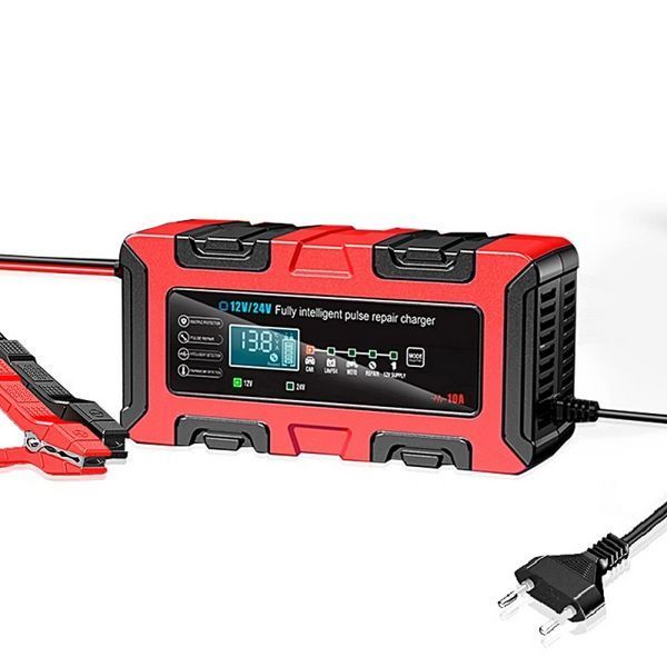 Розумний зарядний пристрій Foxsur Foxsur 12 V 10 A &mdash; 24 V 5 A BC122410F з режимом блока живлення (Червоний) 722211 фото