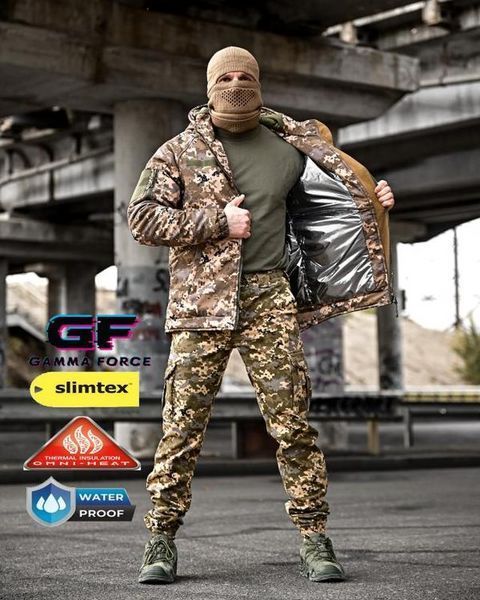 Военный зимний мужской костюм Gamma Gen2 Softshell, подкладка Omni-heat тр 6414 (13 - 03) Пиксель XXL 7191524 фото
