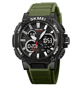 Мужские спортивные часы Skmei 2219 (Черный с зеленым ремешком) 7196643 фото