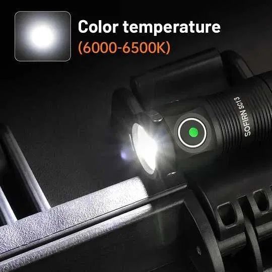Фонарик Sofirn SC13 диод Luminus SST40 6500K 1300лм 217м type-C с аккумулятором на 1100mAh Черный 719928 фото