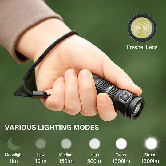 Фонарик Sofirn SC13 диод Luminus SST40 6500K 1300лм 217м type-C с аккумулятором на 1100mAh Черный 719928 фото