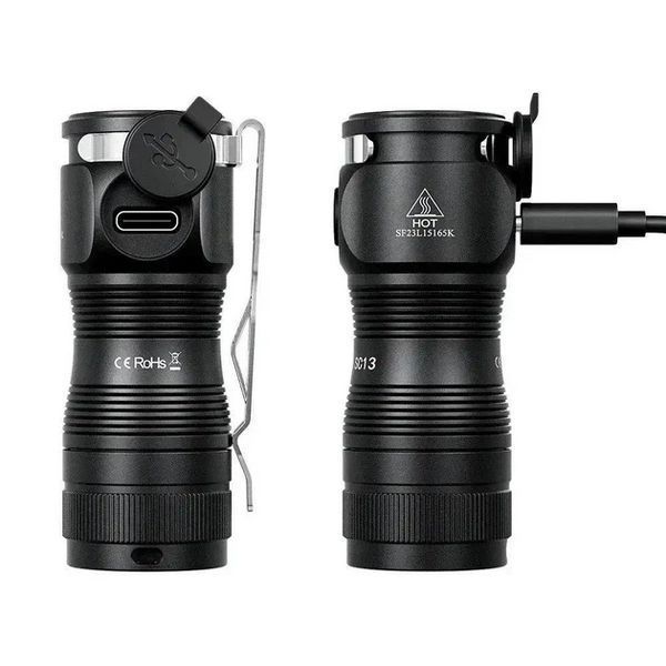 Фонарик Sofirn SC13 диод Luminus SST40 6500K 1300лм 217м type-C с аккумулятором на 1100mAh Черный 719928 фото