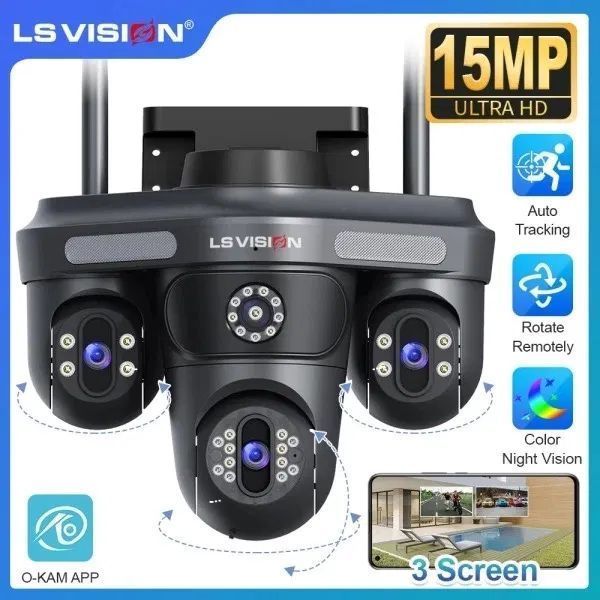 Зовнішня камера відеоспостереження LS Vision 15MP Wi-Fi IP (3 екрани) 719595 фото