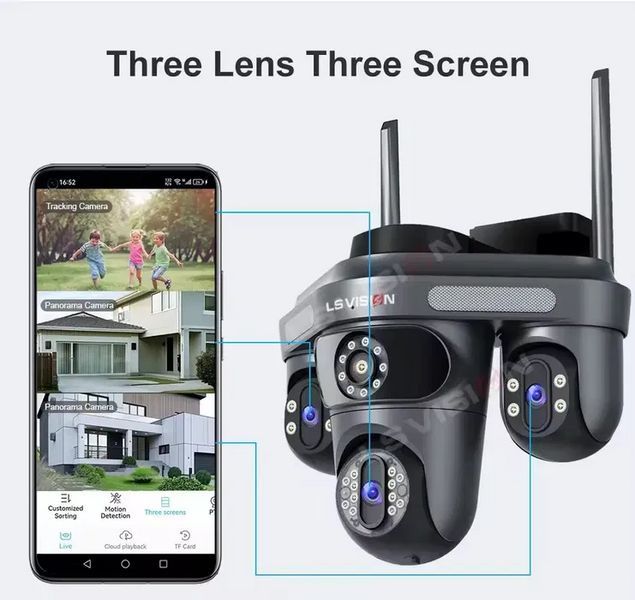 Зовнішня камера відеоспостереження LS Vision 15MP Wi-Fi IP (3 екрани) 719595 фото