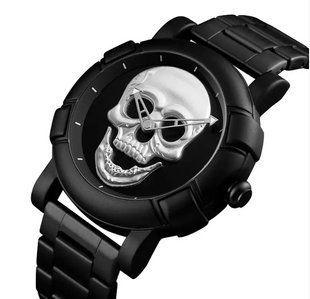 Мужские классические часы Skmei 9178 череп черный с Серебристым 9178010 фото