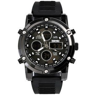 Чоловічий тактичний кварцовий годинник Skmei Molot Sport Black (2 ремінці) 722415 фото