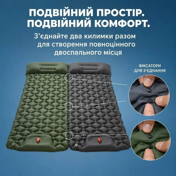 Надувной коврик-матрас Tarka 200 х 65см (размер L) Серый 722483 фото