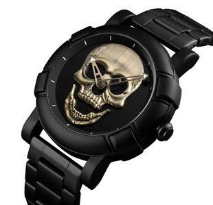 Мужские классические часы Skmei 9178 череп черный с Бронзовым 9178010 фото