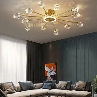 Люстра светодиодная Сапфир 8810-А (Золотистая) на 8+1 плафонов 7037772 фото