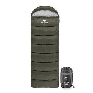 Одноместный спальный мешок Naturehike U150 NH20MSD07 з капюшоном (11&deg;C) правый (Зеленый) 7034693 фото