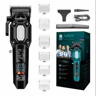 Аккумуляторная машинка для стрижки волос VGR V-600 clipper LCD 2000мАч (6 насадок) Черный 719247 фото