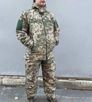 Військовий зимовий чоловічий костюм (куртка та утеплені штани) Піксель M 25452 фото