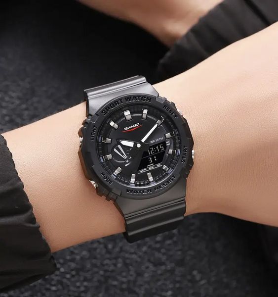 Чоловічий кварцовий наручний годинник Skmei 2351 (Чорний із чорним) 719757 фото
