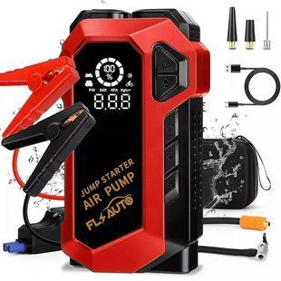 Автомобільний пуско-зарядний пристрій Jump Starter з компресором 2000мАч (Червоний) 718292 фото