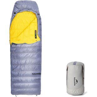 Туристический спальный мешок Naturehike CW700 CNK2450WS048 с натуральным пухом L Желто-серый 7189391 фото
