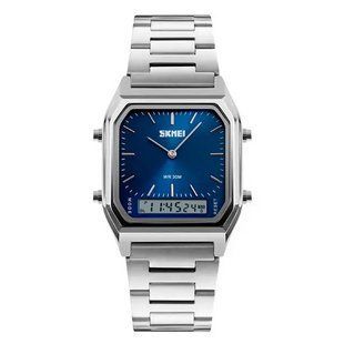 Чоловічий годинник Skmei 1220 Tango Сріблястий з синім 122031 фото