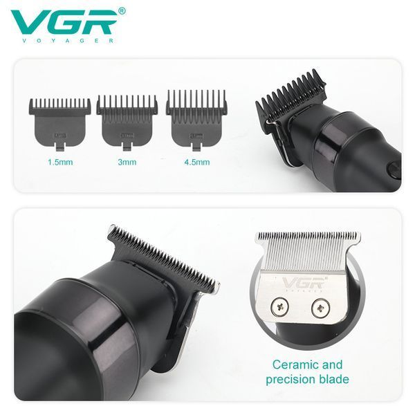 Беспроводной триммер для бороды и усов VGR V-987 (4 насадки) Черный 719252 фото
