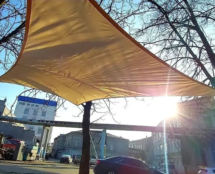 Тіньовий тент-вітрило водонепроникний прямокутний 4х6м Оксфорд (Бежевий) 71815113 фото