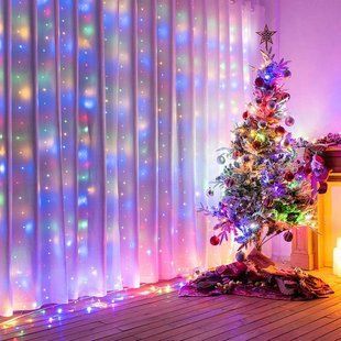 Світлодіодна гірлянда Водоспад 240-В led Кольорова (білий дріт, перехідник) 3.0х2.0м 200627 фото