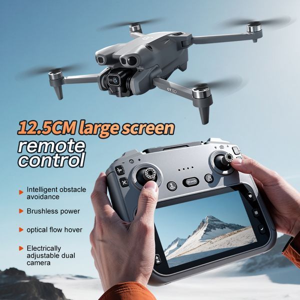 Квадрокоптер складаний GT50 FPV з 8K-камерою РК пульт з екраном, безколекторні мотори, обхід перешкод (до 20 хв польоту) Сірий 719656 фото