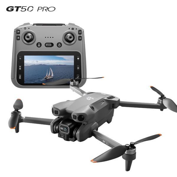 Квадрокоптер складаний GT50 FPV з 8K-камерою РК пульт з екраном, безколекторні мотори, обхід перешкод (до 20 хв польоту) Сірий 719656 фото
