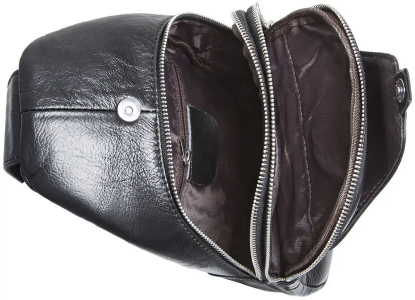 Мужская нагрудная сумка рюкзак 31х17х9, бананка с кожи на плече Tiding Bag 79906 черная 79906 фото