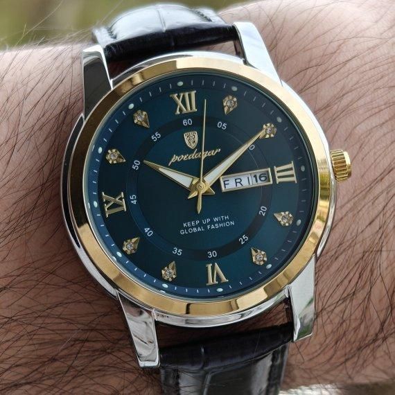 Чоловічий наручний класичний годинник Poedagar Unique Men Leather Deluxe (2 ремінці) 719408 фото