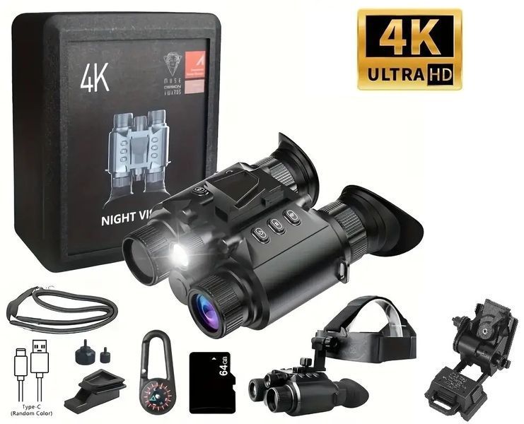 Бінокулярний прилад нічного бачення Z9158 8X 4K (до 600 м) FHD HD 850 м з кріпленням на шолом Wilcox L4G24 (Метал) 719484 фото