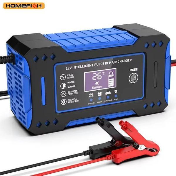 Зарядное устройство 12V H-12V 6A для аккумулятора (для свинцово-кислотных AGM GEL) Smart + LCD Синий 719872 фото