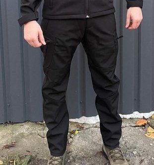 Теплі тактичні чоловічі штани Softshell Чорний XXL 19452 фото