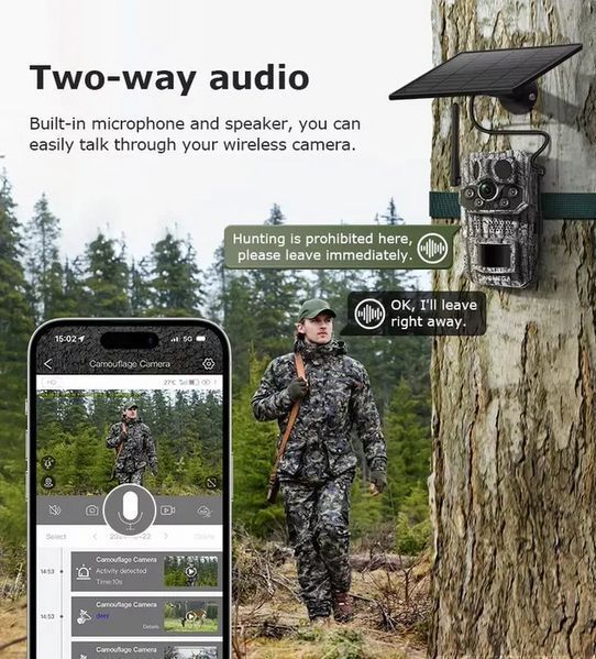 Фотоловичка + сонячна панель Inqmega 4G LTE Sim 5MP GPS PIR-сенсор Сірий камуфляж 719538 фото