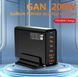 Мережевий багатоканальний зарядний пристрій GaN YFY-IQ37 200 W (1Type-C-100W+4Type-C-20W+3USBQC3.0-20W) Чорний 719367 фото 4