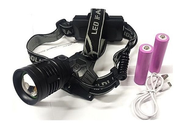 Налобный мощный фонарь T81-P50 LED + zoom + microUSB + 2х18650 + 4 режима 81507 фото
