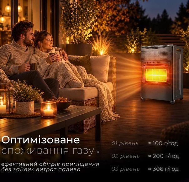 Газовий керамічний нагрівач Tresko TGHZ-005 інфрачервоний 4200 Вт до 33 м2 + редуктор + шланг + захисний чохол (Чорний) 722444 фото