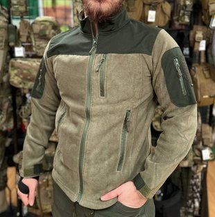 Флисовая военная кофта Safari Tactical с Softshell вставками (Хаки) S 70778418 фото